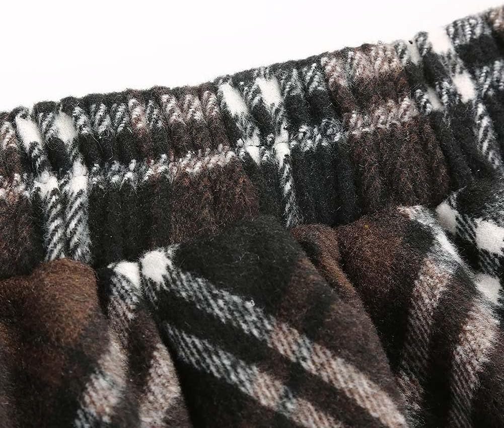 Women's Long Plaid Wool Skirt Fall Winter High Waist A-line Pleated Wool Tartan Skirts - Image 2