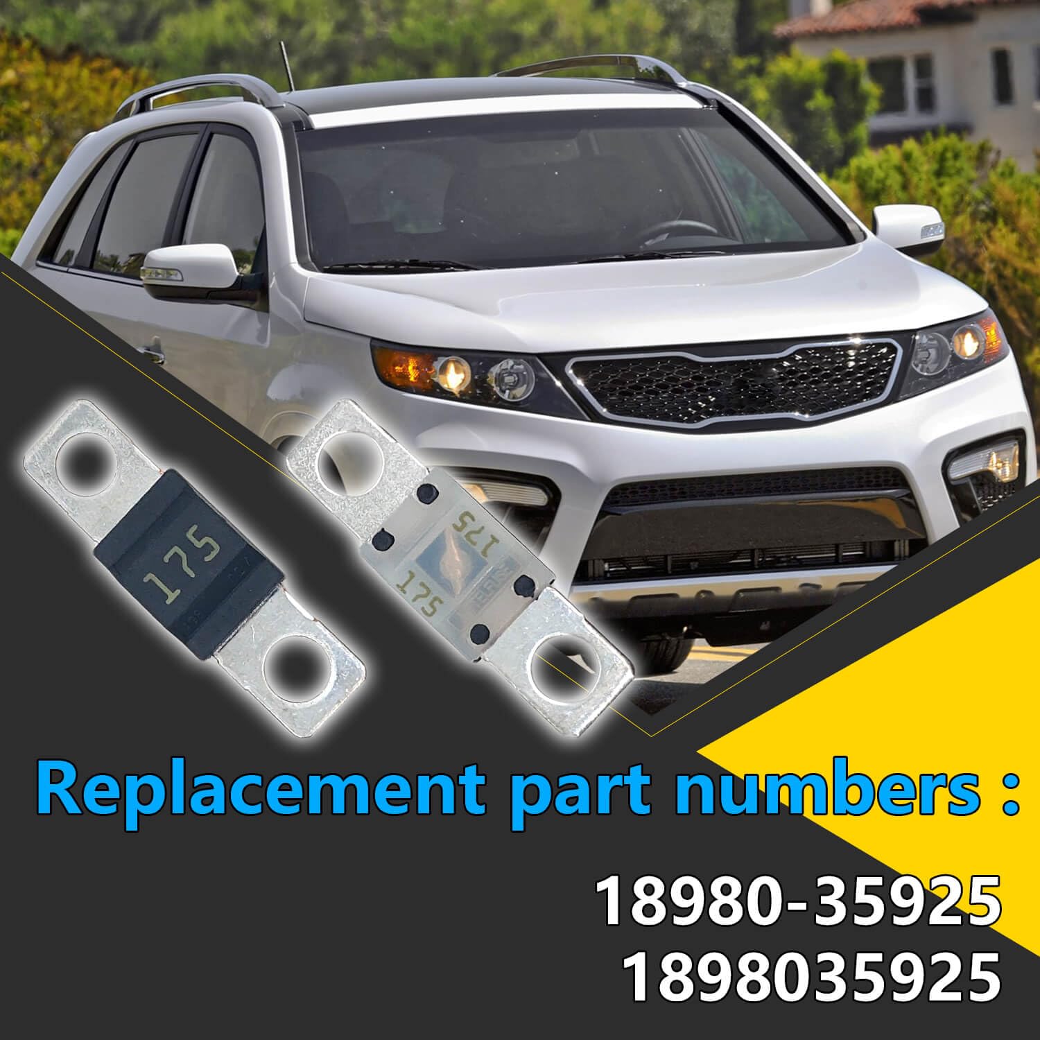 2 Pack 175A Midi-Fuse M6 18980-35925 1898035925 Compatible with Kia Sorento 2011-2013 Direct Replacement Midfuse