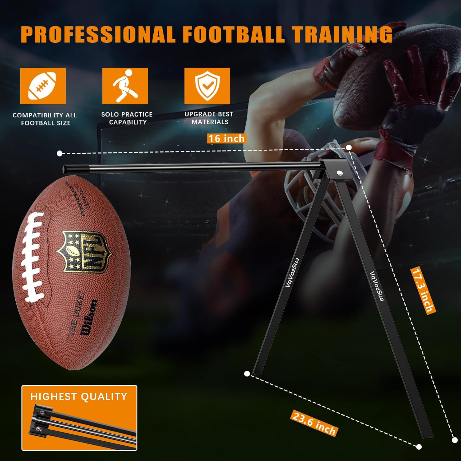 Football Kicking Tee Stand, Field Goal Punter Kick Off Holder Compatible with All Football Sizes, Portable Football Accessories Practice Gifts for Tracker