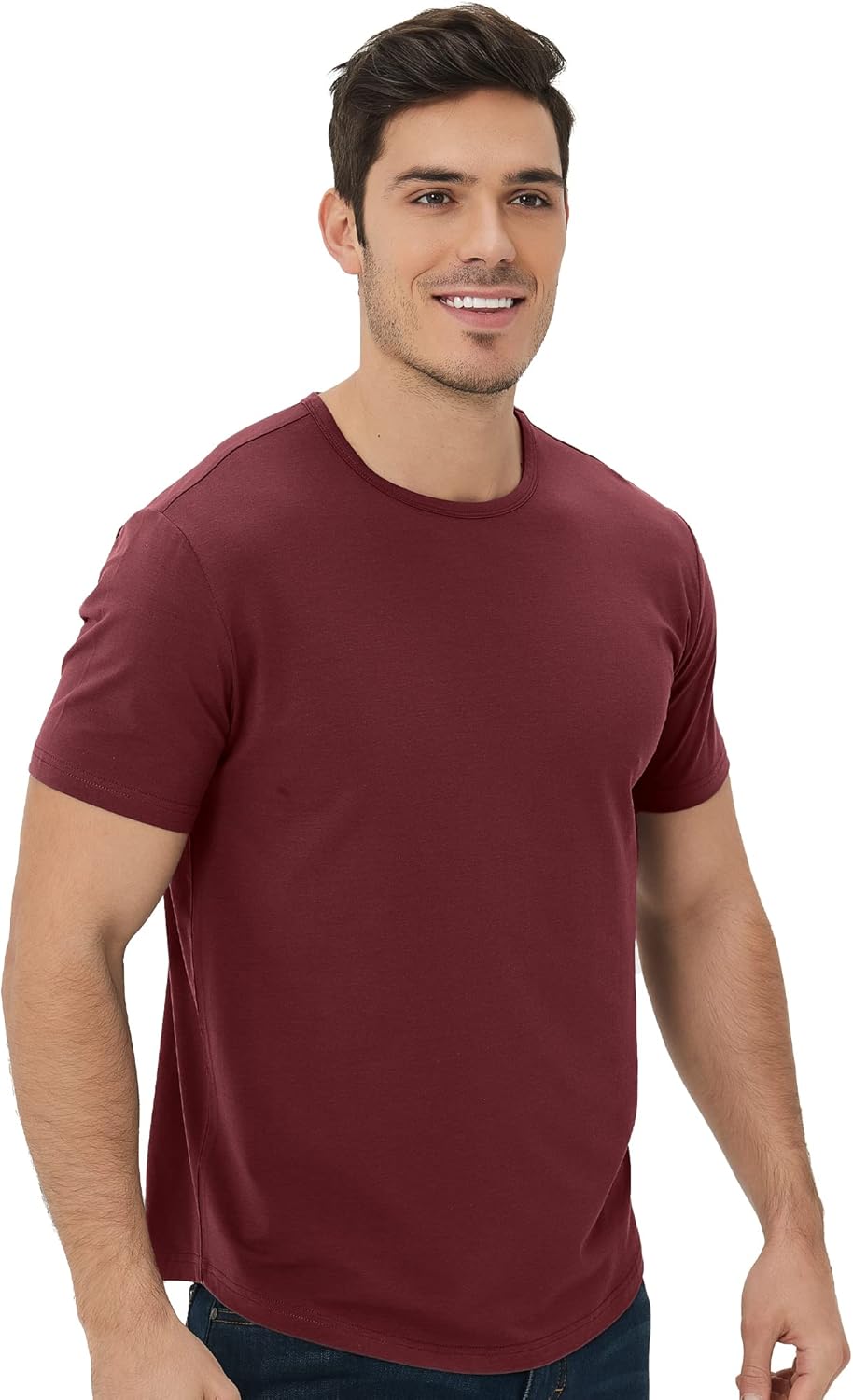 netdraw Men's Ultra-Soft Bamboo Viscose T-Shirt, Curved Hem Lightweight Cooling Cotton Blend Casual Tee - Image 6
