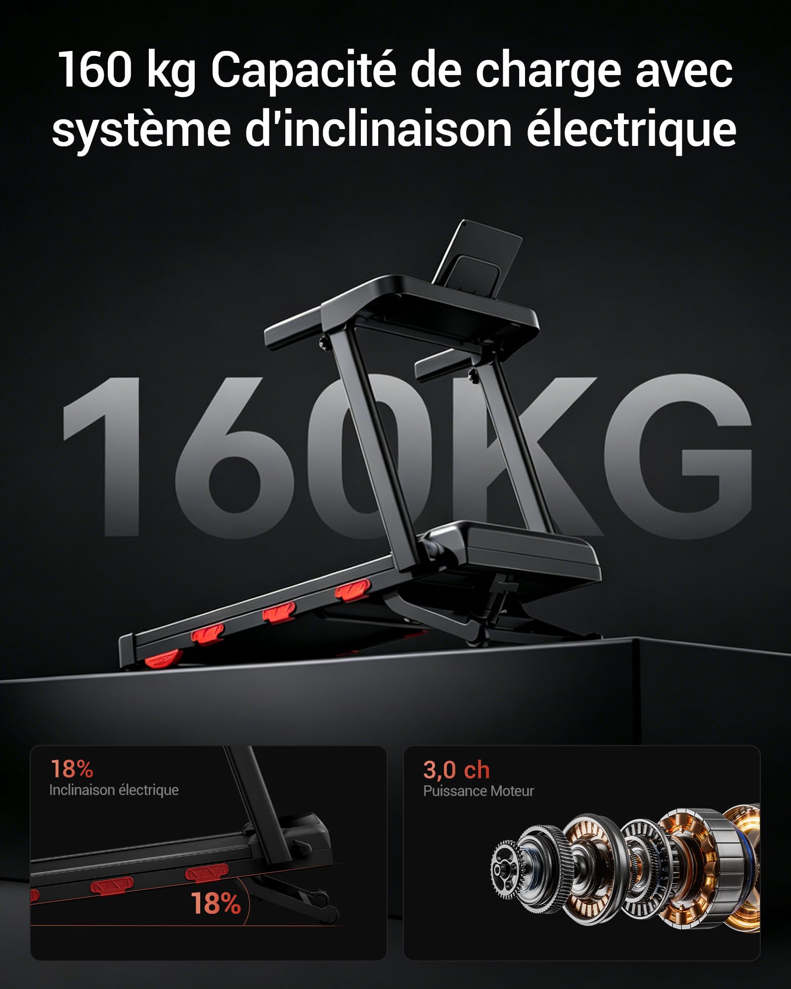 LONTEK Tapis de Marche Inclinable 18% Auto