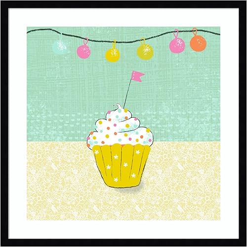 Miniatura 16 de Amanti Art Framed Wall Art Print 28x28 Retro Birthday IV by Chariklia Zarris, Still Life Wall Art, Whimsical Decor, Medium Poster Painting Artwork