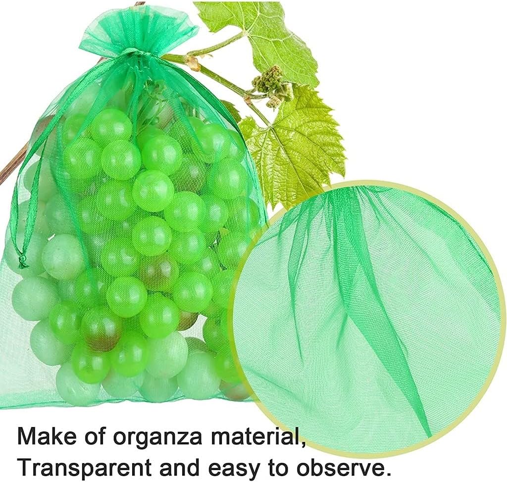 100pcs Grape Protection Bags, for Strawberry Fruit Garden Bags Mesh Lychee Cherry Bag Planter Growing Bags (Size : 17x23cm)