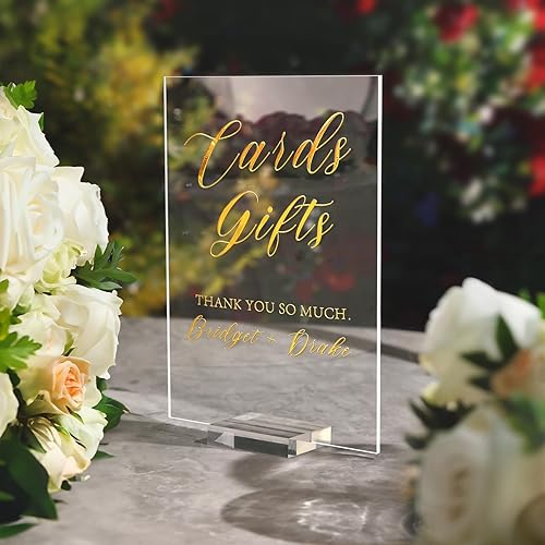 Miniatura 10 de UNIQOOO Soporte de acrílico transparente de 3 pulgadas  Soporte de letrero de boda con ranura de 0.118 in, perfecto para bodas, número de mesa,