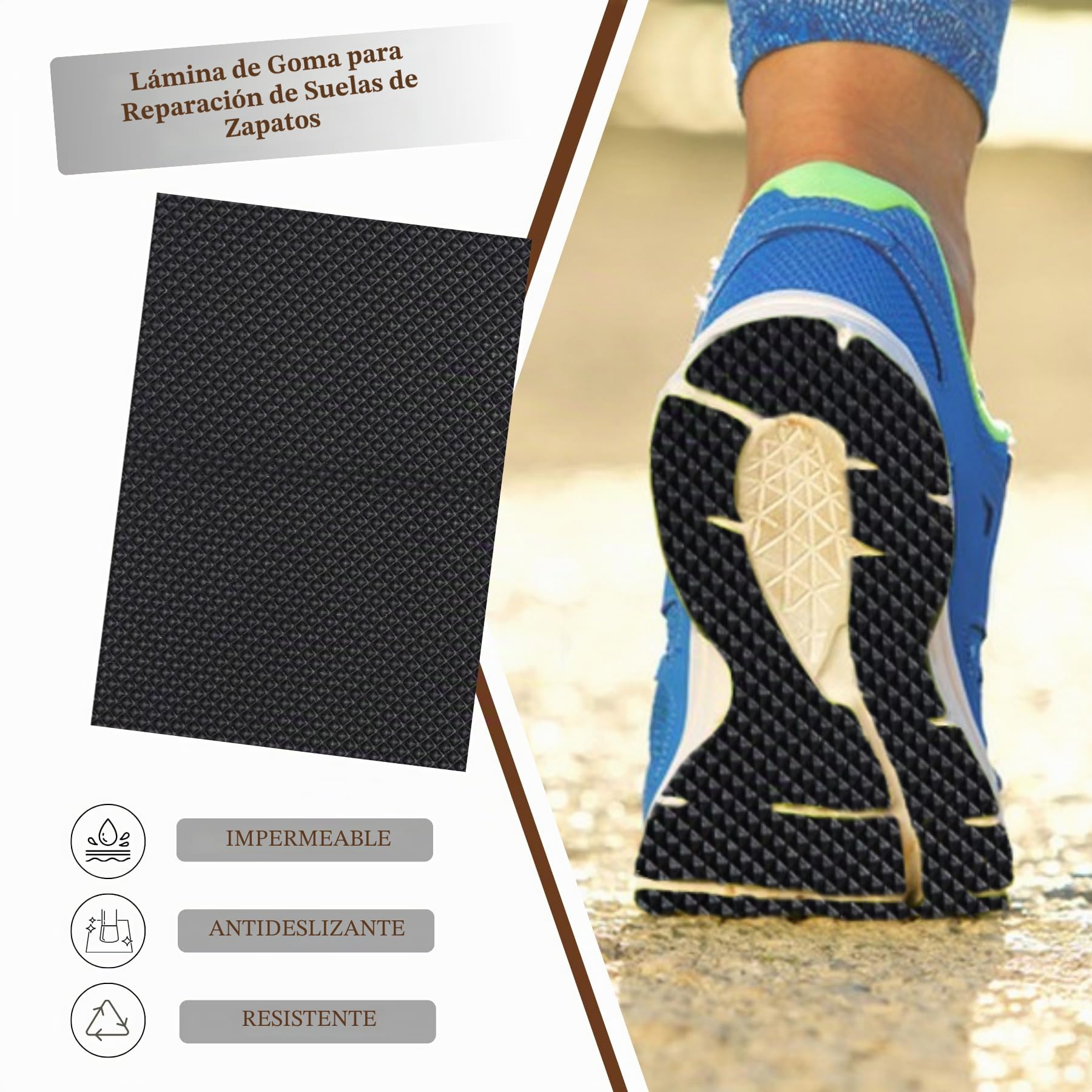 Goma de reparación de suela de zapatos, 5 mm de grosor, hoja de suela de goma antideslizante para la parte inferior del zapato, negro, 1 unidad (paquete de 1)
