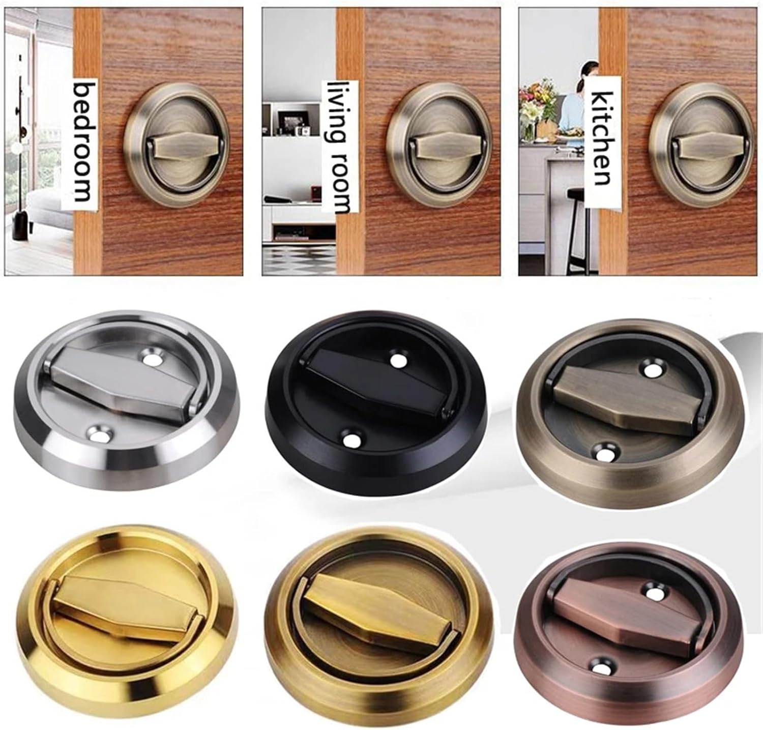 Lock Handle Stainless Steel 304 Recessed Invisible Safety Hidden Door Locks Cabinet Pull Fire Proof 1-2 Sides Locker(Double-Lock A)