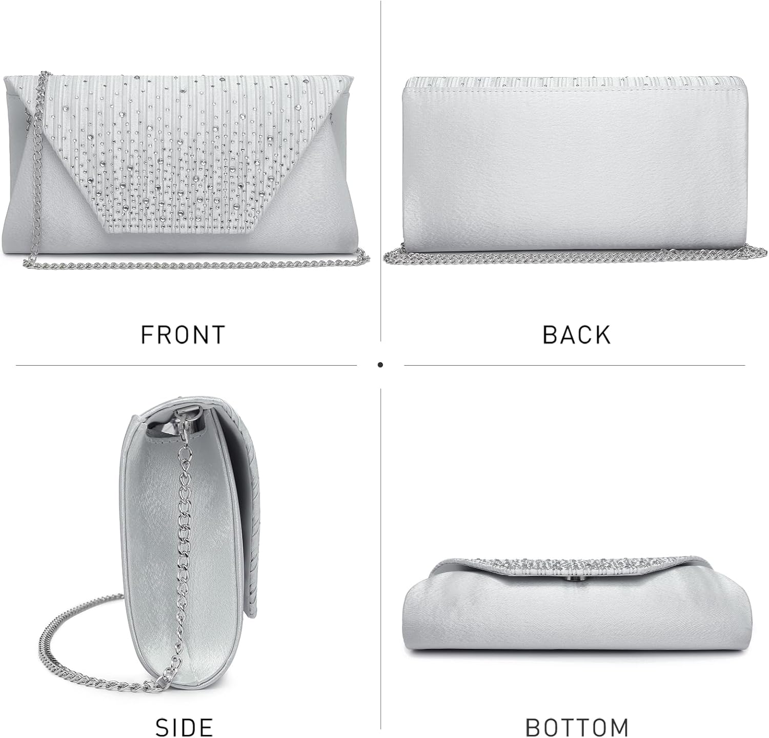 Dasein Women Evening Bags Wedding Purses Handbags Party Clutches Cocktail Prom Formal Clutch with Glitter Rhinestones - Image 2