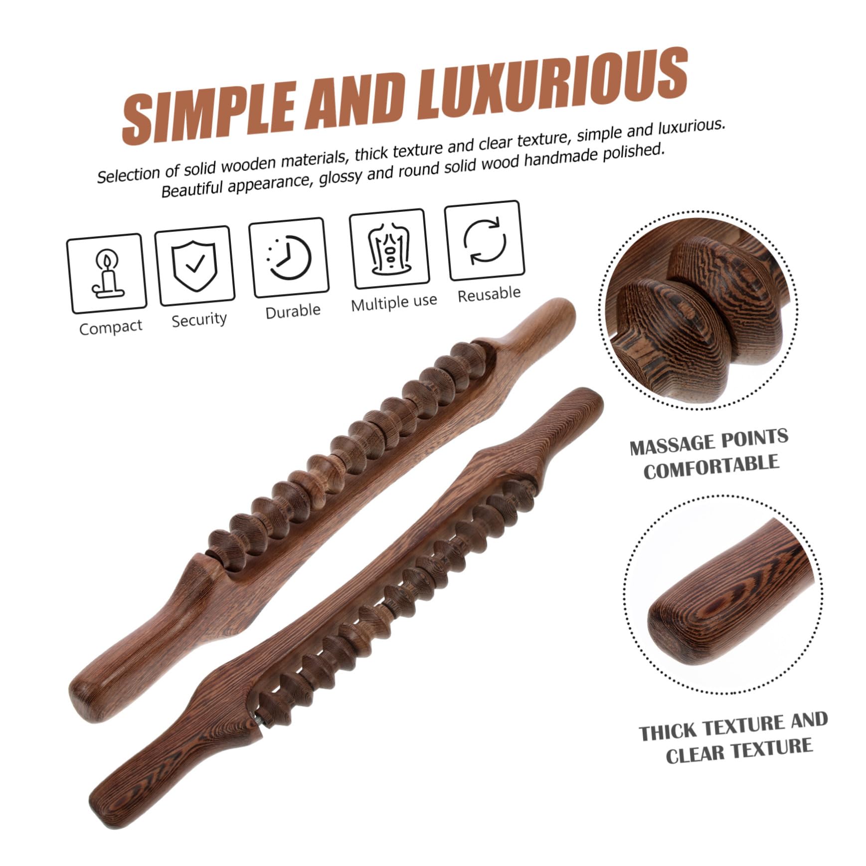 Rodillo Masajeador Portátil de Madera para Espalda Piernas y Brazos Herramienta Manual de Masaje Corporal con Diseño de Rueda para Aliviar Fatiga Casa y Viaje