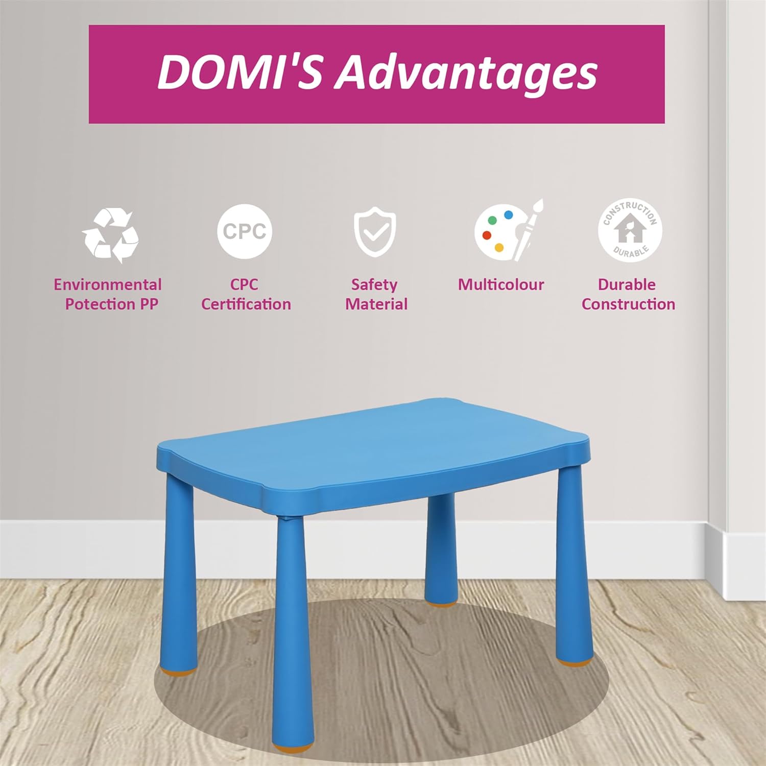 Table,Plastic Children Activity Rectangular Table for School,Home,Play,Reading Dining,Kindergarten(Enlarge Size)