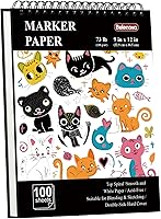 Belenova 9x12 Bleedproof Marker Paper Pad, 100 Sheets 120gsm Sketchbook for Alcohol Markers, Smooth Art Paper for Drawing & Coloring Kids Adults