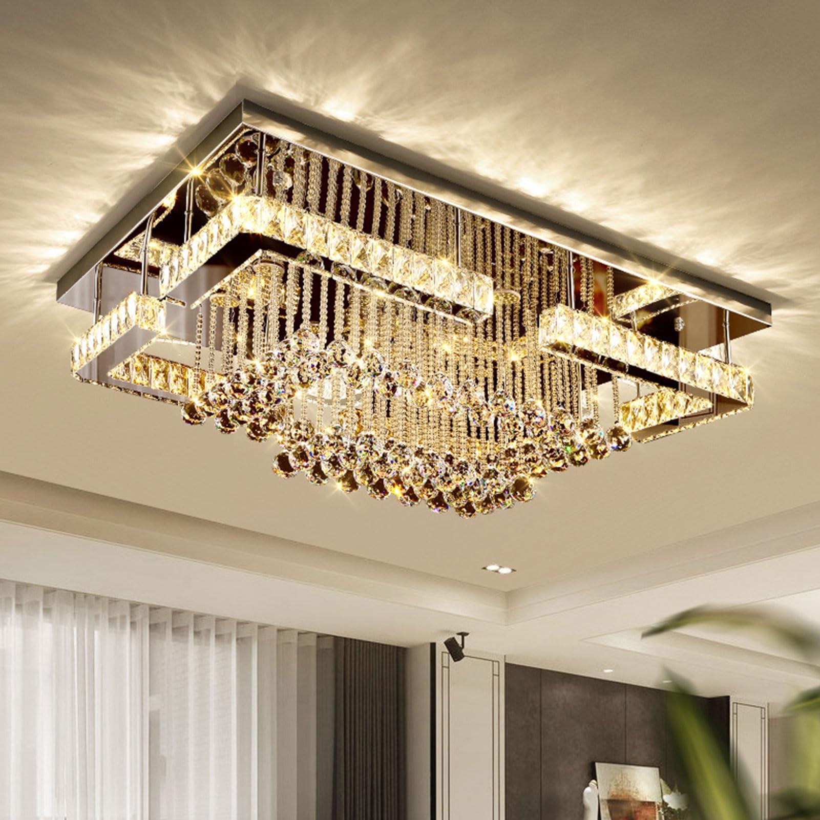 Rectangular Crystal Light Crystal Rectangular Lamp Homdiy Modern Chandelier Nordic Square