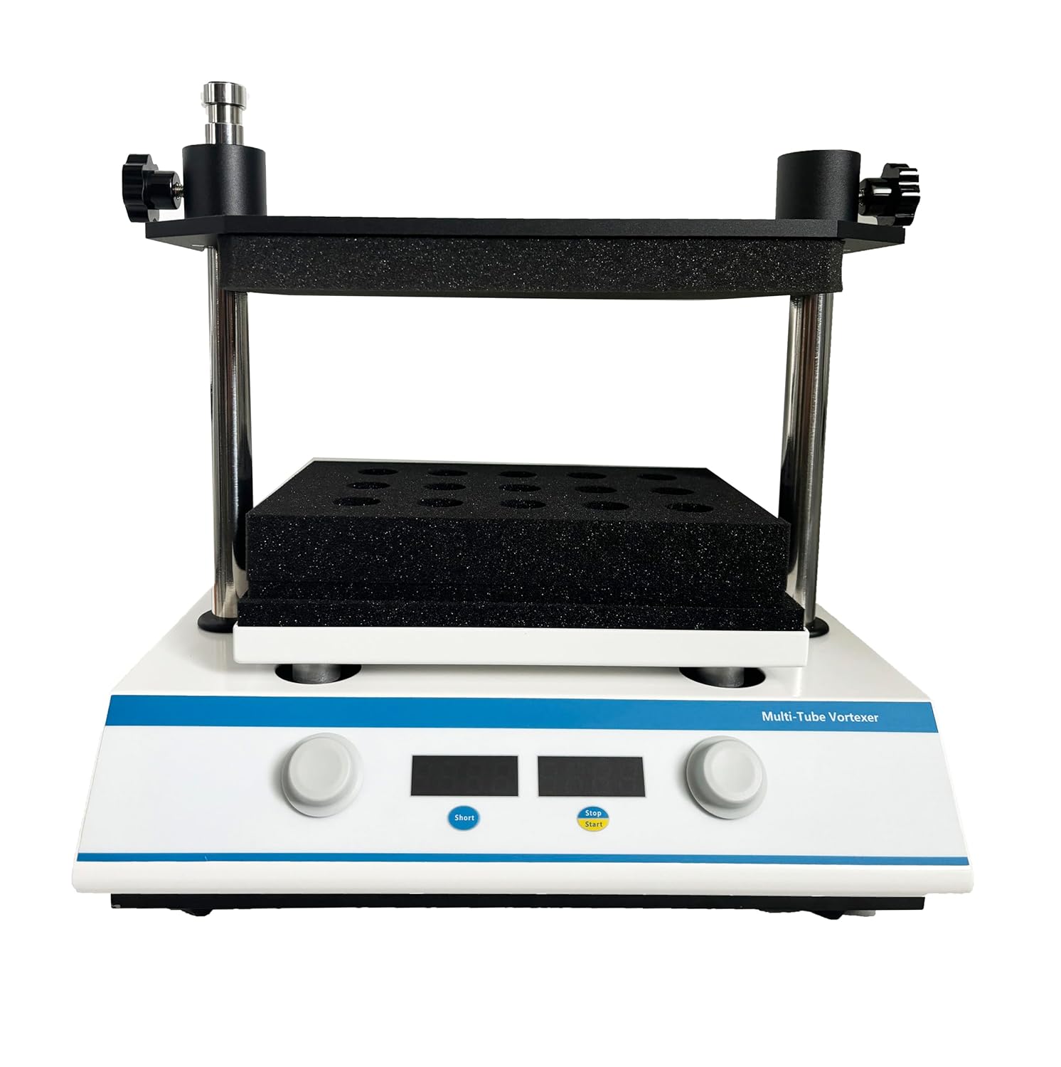 Multi-Tube Vortexer Benchtop Vortex Mixer Multi Tube Vortex Mixer for 50ml Test Tube φ14-φ17mm with DC Brushless Motor Speed Range 100 to 2500 RPM Foam Rack 50 Holes xφ14mm