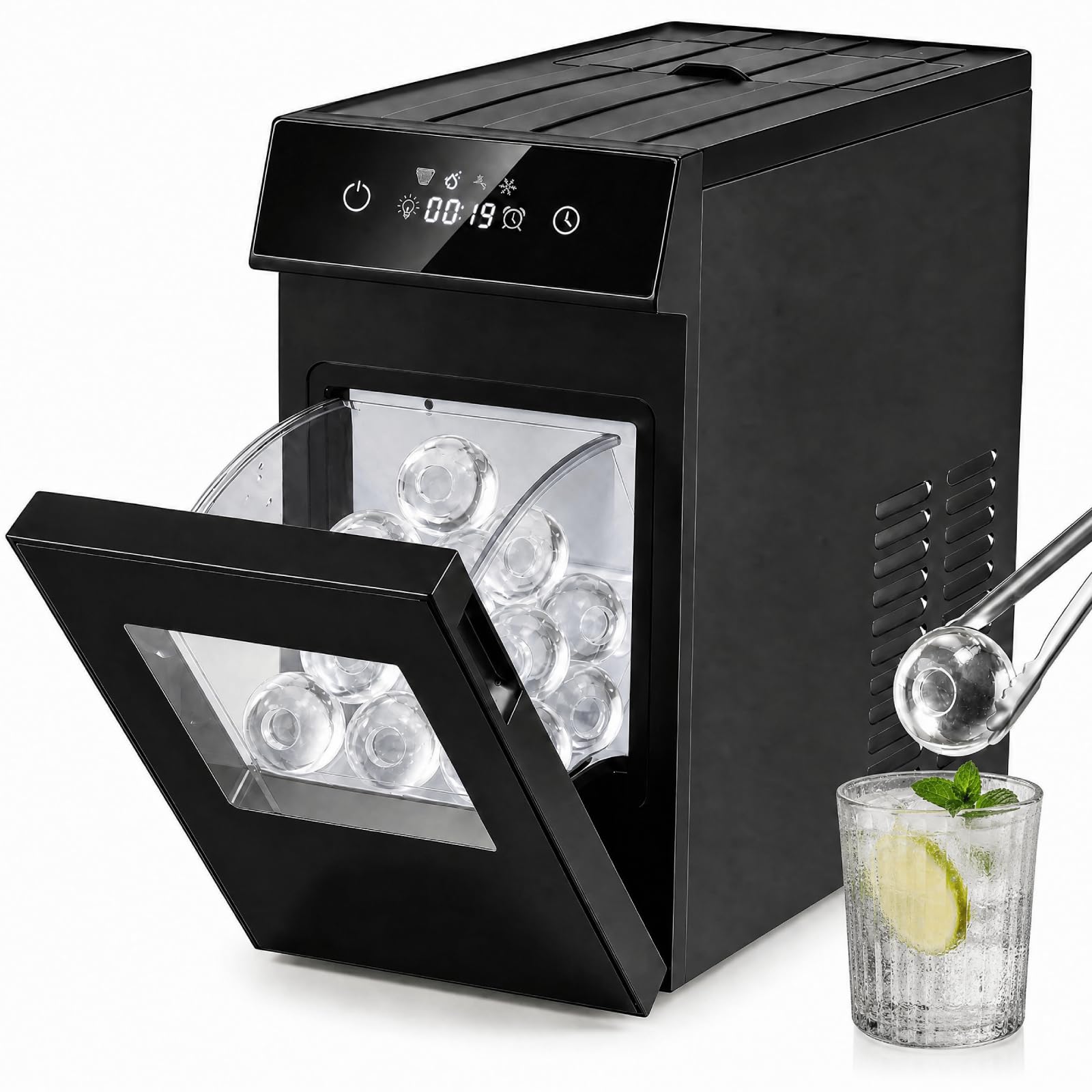 TANGZON 5 cm Ice Ball Maker Countertop, 25 Min Fast Making, 8H Timer