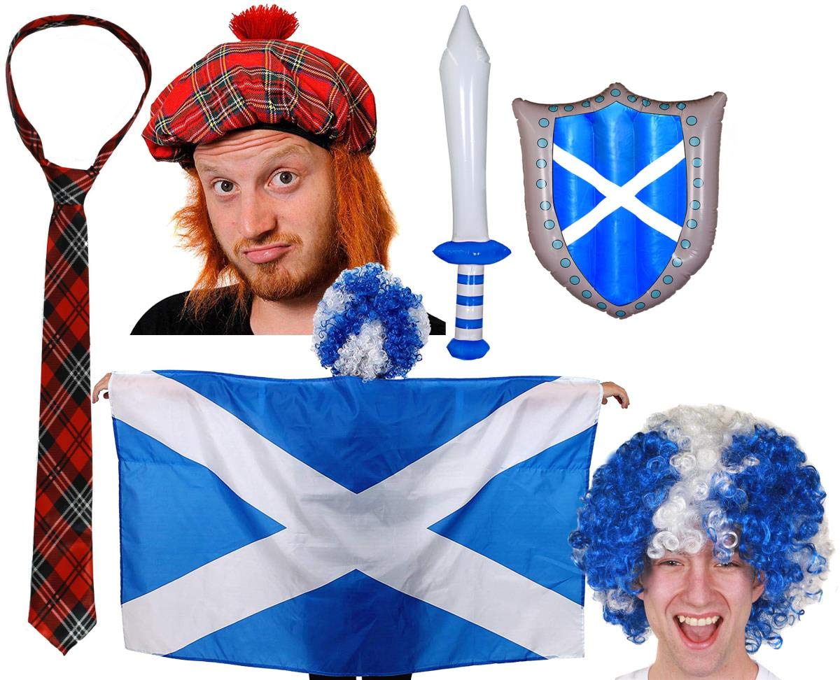 Scottish Inflatable Sword & Shield Burns Night Rugby Football Fancy Dress Accessory Set