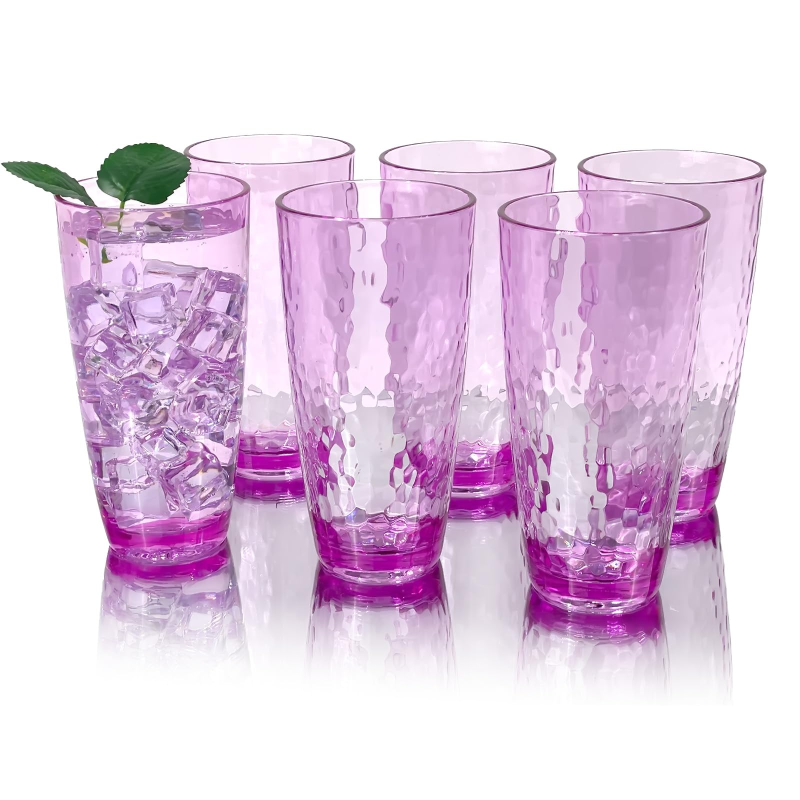 Yanglonghui 26-Ounce Plastic Tumblers (Set of 6), Reusable Plastic Mugs, BPA-Free Acrylic to Drink Mugs, Shatter Resistant, Textured Interior, Dishwasher Safe (Purple, 26 Ounce)