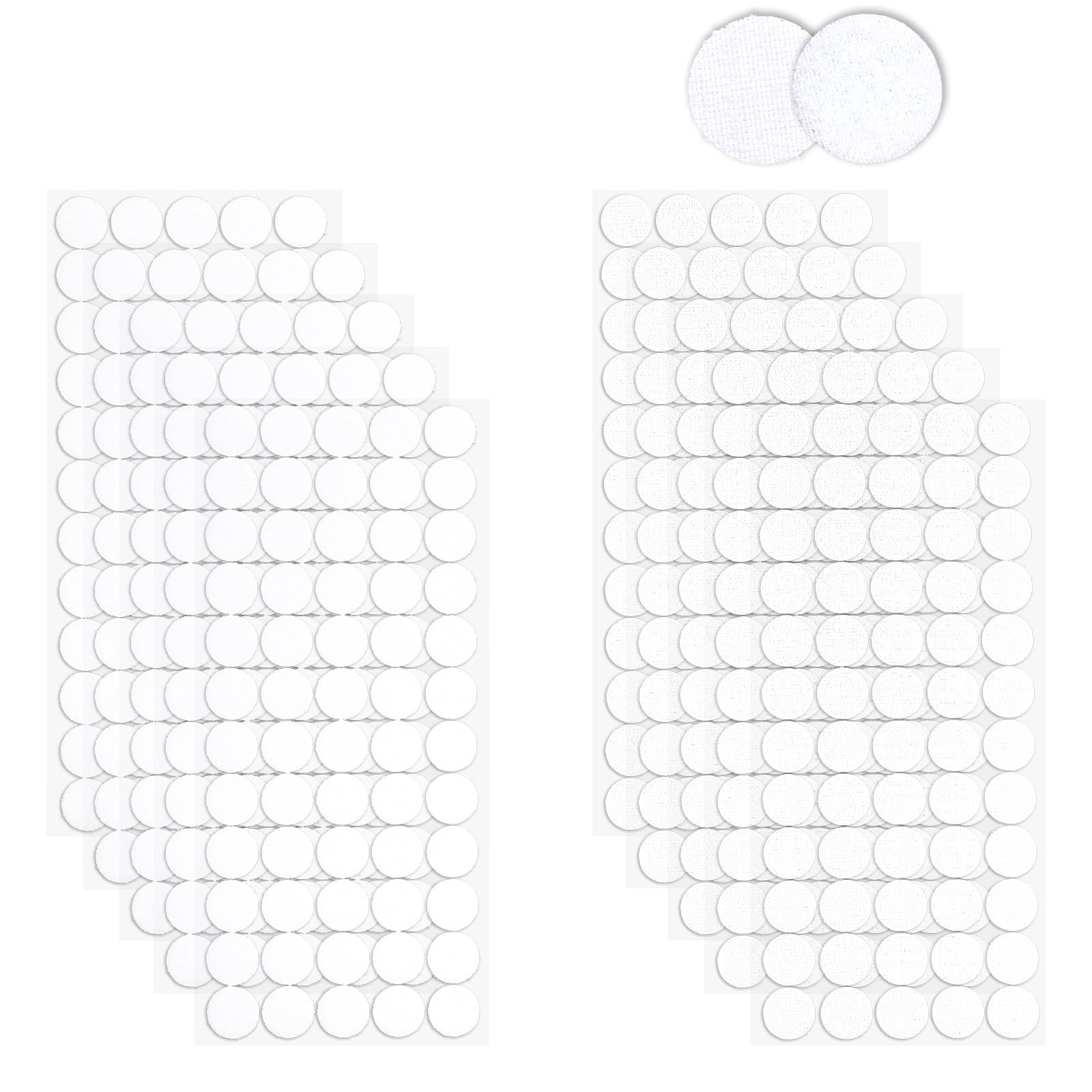 20mm Puntos Hook and Loop Autoadhesivos 600 Unidades 300 Pares Puntos Adhesivos Redondos Cinta de Puntos Autoadhesiva Autoadhesivo Doble Cara Redondo para papel,plástico,vidrio,metal,madera(Blanco)