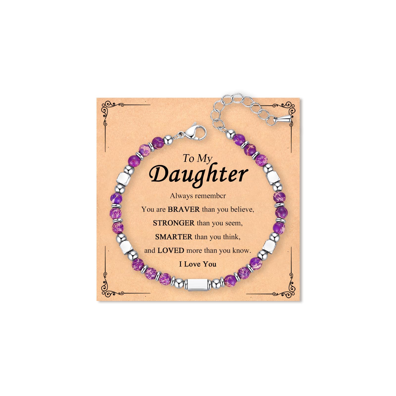 Nature Stone Bracelet, Trendy Teen Girl Gift Ideas with Quote Card for Birthday Christmas Easter Valentines