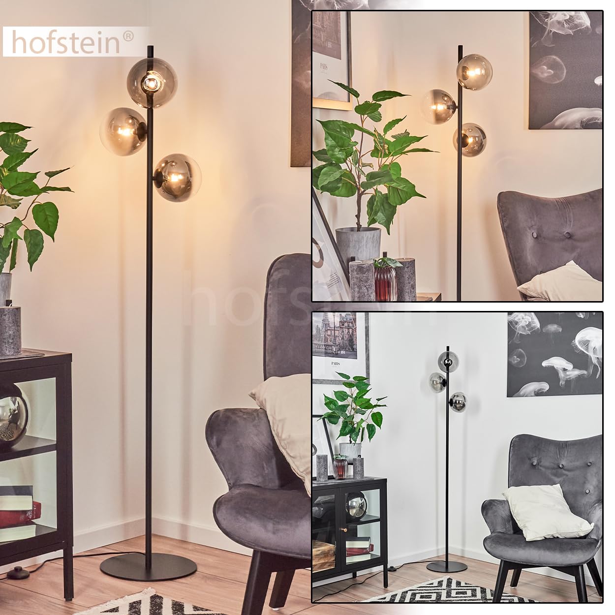 Remaisnil Floor Lamp, Modern Floor Lamp Made Of Metal/Glass In Brass/Champagne Colours, Retro/Vintage Design Luminaire With Foot Switch On Cable - View #11