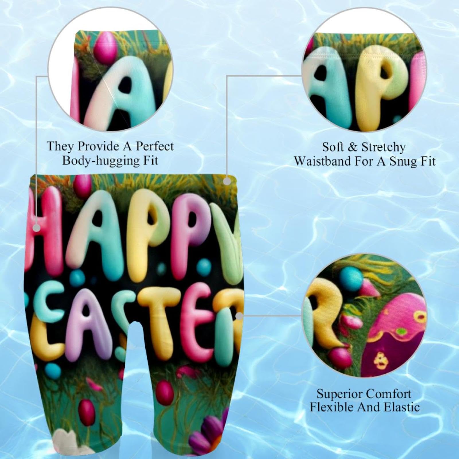 Happy Easter Swimsuit for Men & Boys,Competition Lap Swim Suit, Square Leg Endurance Training Multicoloured