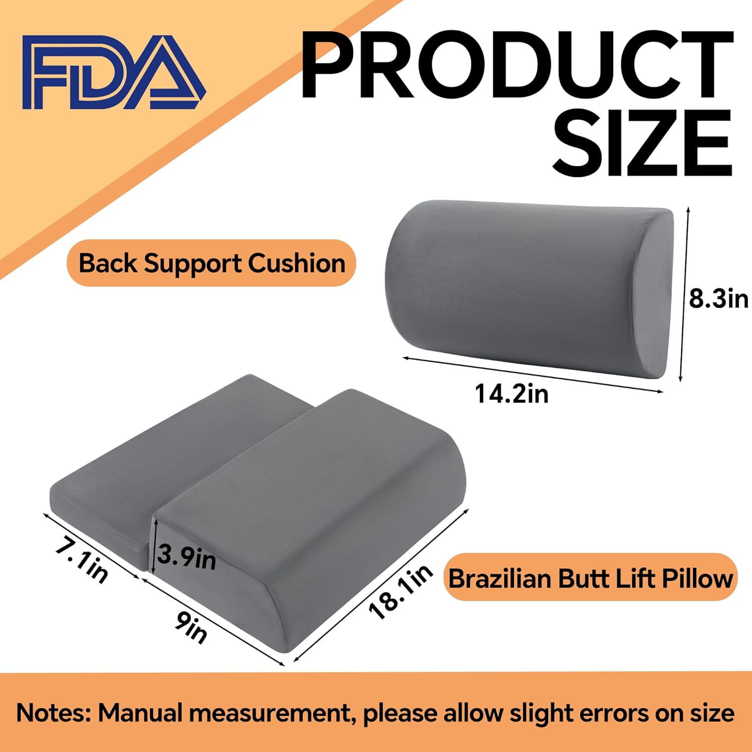 HOMBYS BBL Pillow for Driving After Surgery, Foam Brazilian Butt Lift Recovery Seat Cushion & Backrest Set for Brazilian Butt Lift, Post Surgery Lifting Seat Cushion for Car - Image 2