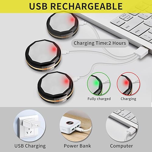 Miniatura 3 de LEASTYLE Luces de disco con control remoto, 16 colores recargables debajo del gabinete, luces magnéticas que cambian de colores para el armario,