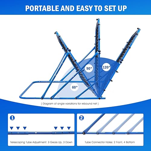 Miniatura 3 de Soccer Rebounder Net, Quick-Switch Angle Soccer Training for Control, Passing Practice, Easy Setup Soccer Goal Rebounder Gifts Aids & Equipment for