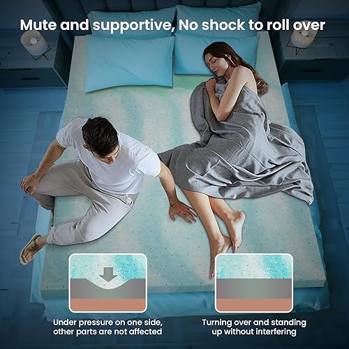 Miniatura 4 de BedsPick Cubrecolchón de espuma viscoelástica de 2 pulgadas, cubrecolchón de espuma viscoelástica con infusión de gel de doble tamaño, certificado