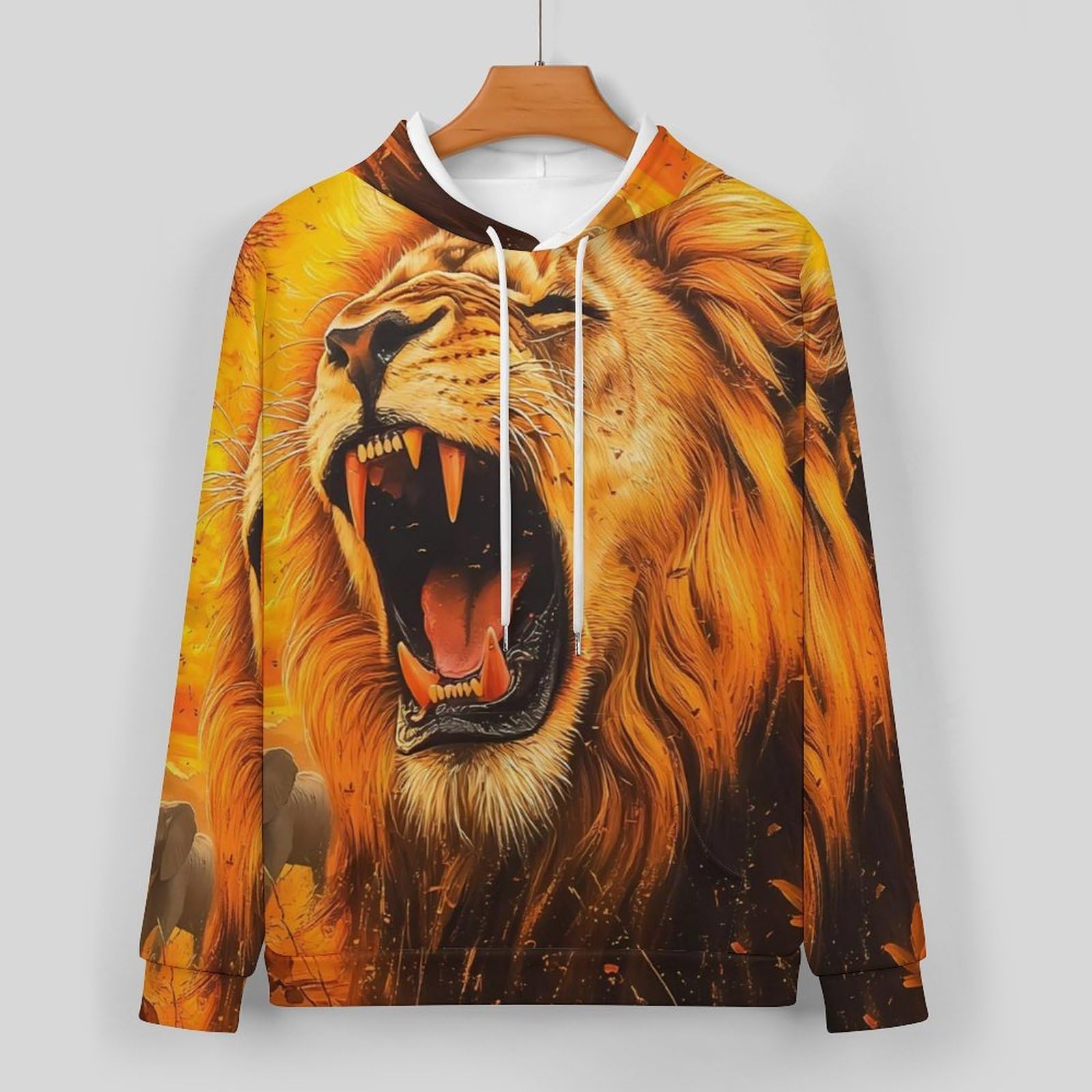 Leone Animali Africani Elefante Giraffa Tute per Gli Uomini Manica Lunga Felpa Con Cappuccio E Pantaloni Della Tuta Joggers Set Moda Tute