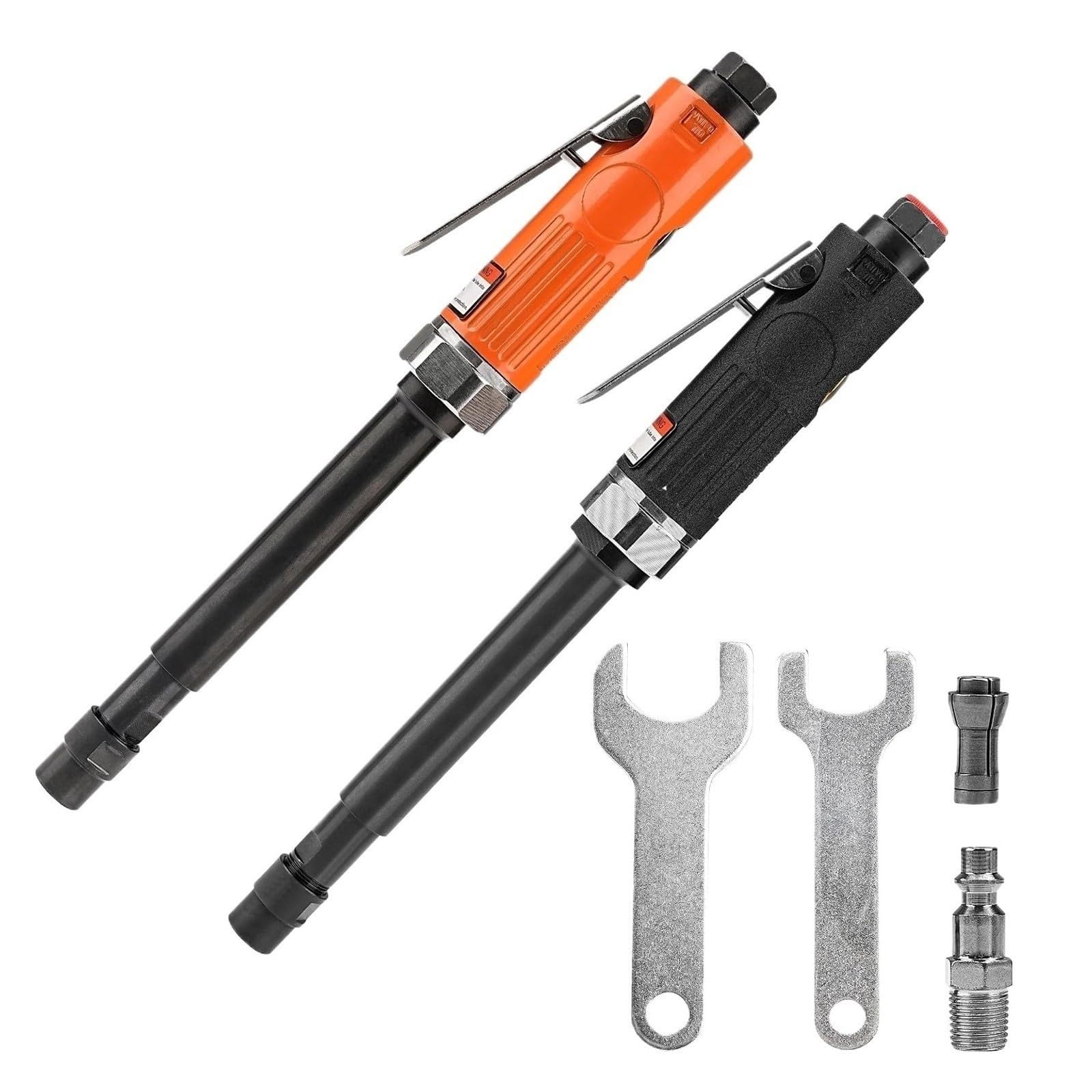 Presslufthammer, Druckluft-Stabschleifer mit verlängertem Schaft, Schleif- und Gravurwerkzeug, 1/4-Zoll-Verlängerung(Set A Orange)