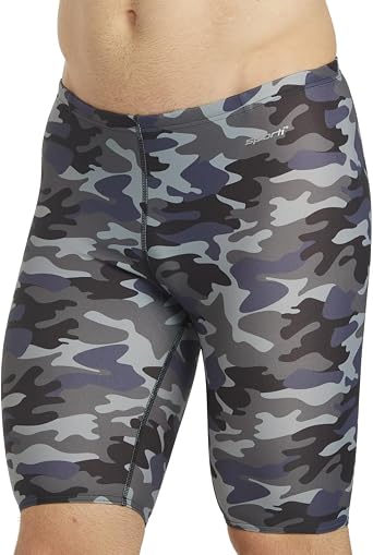 Sporti Boys Swim Jammers - Youth Competitive Printed Pattern Swim Racing Swimming Shorts Swimsuit Trunks Chlorine Resistant