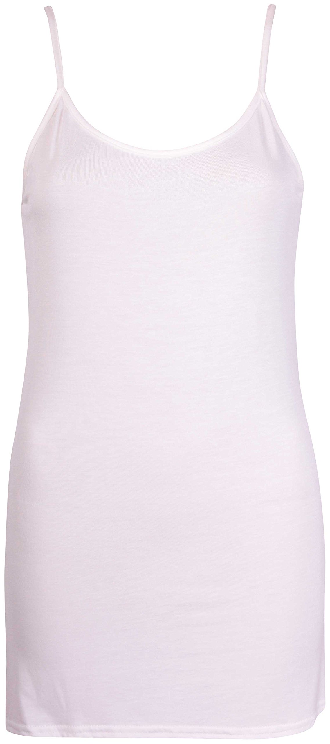 Purple Hanger Women's Cream Plain Sleeveless Stretch Round Scoop Neckline Camisole Long Strappy Vest Tank Top Plus Size (8-10, Numeric_8)