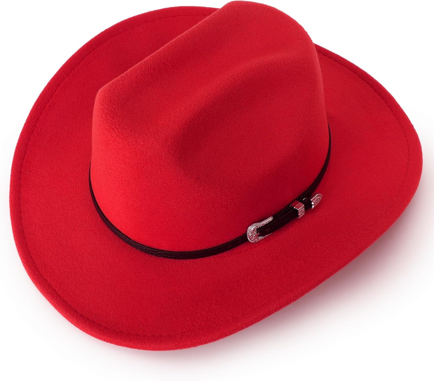 DRESHOW Classic Western Felt Cowboy Cowgirl Hat for Women Men Outdoor Wide Brim Belt Buckle Panama Hat Unisex Rolled up Caps - Image 7