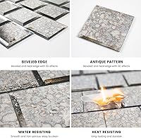 Vista 5 de Azulejo de espejo de vidrio biselado antiguo de 3 x 3 pulgadas para pared de cocina, baño (32 piezas)