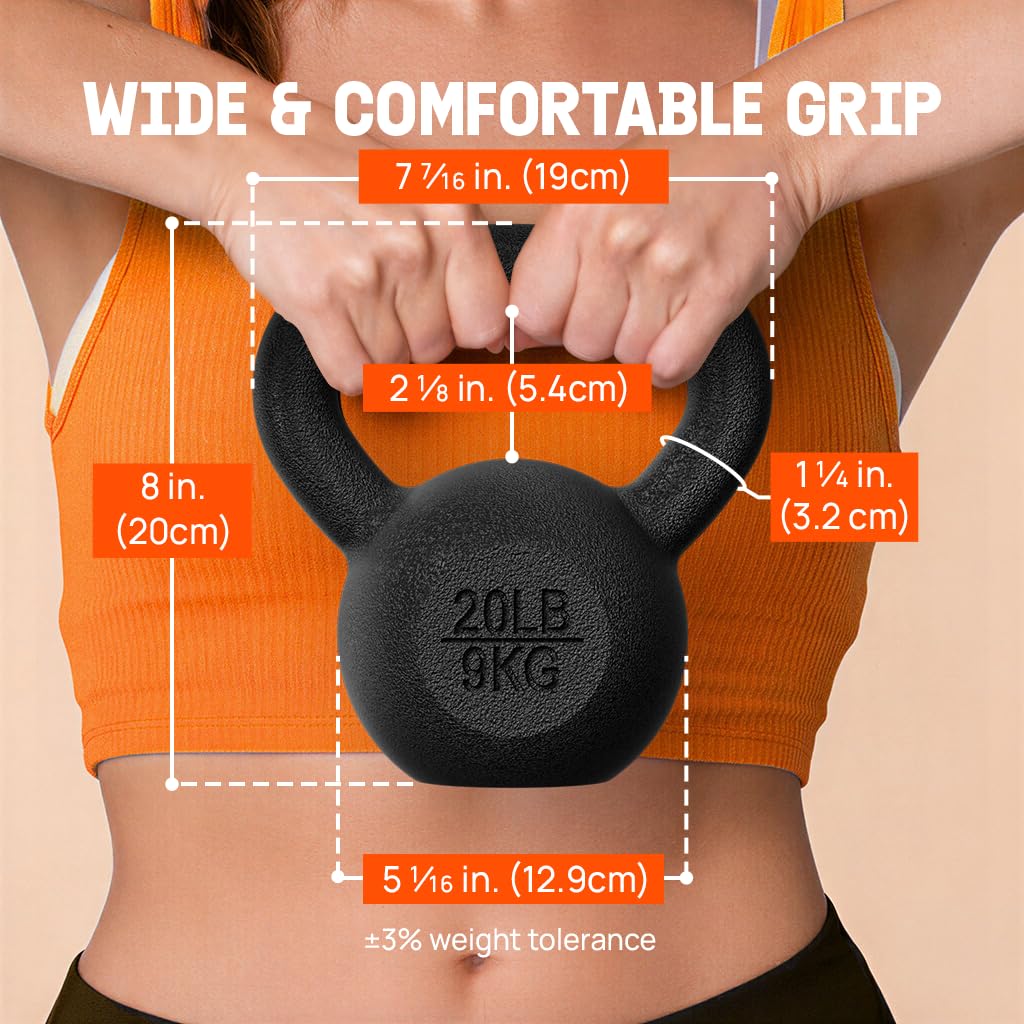 Yes4All Set di kettlebell in ghisa verniciato a polvere per allenamento della forza e allenamento completo del corpo, palestra a casa