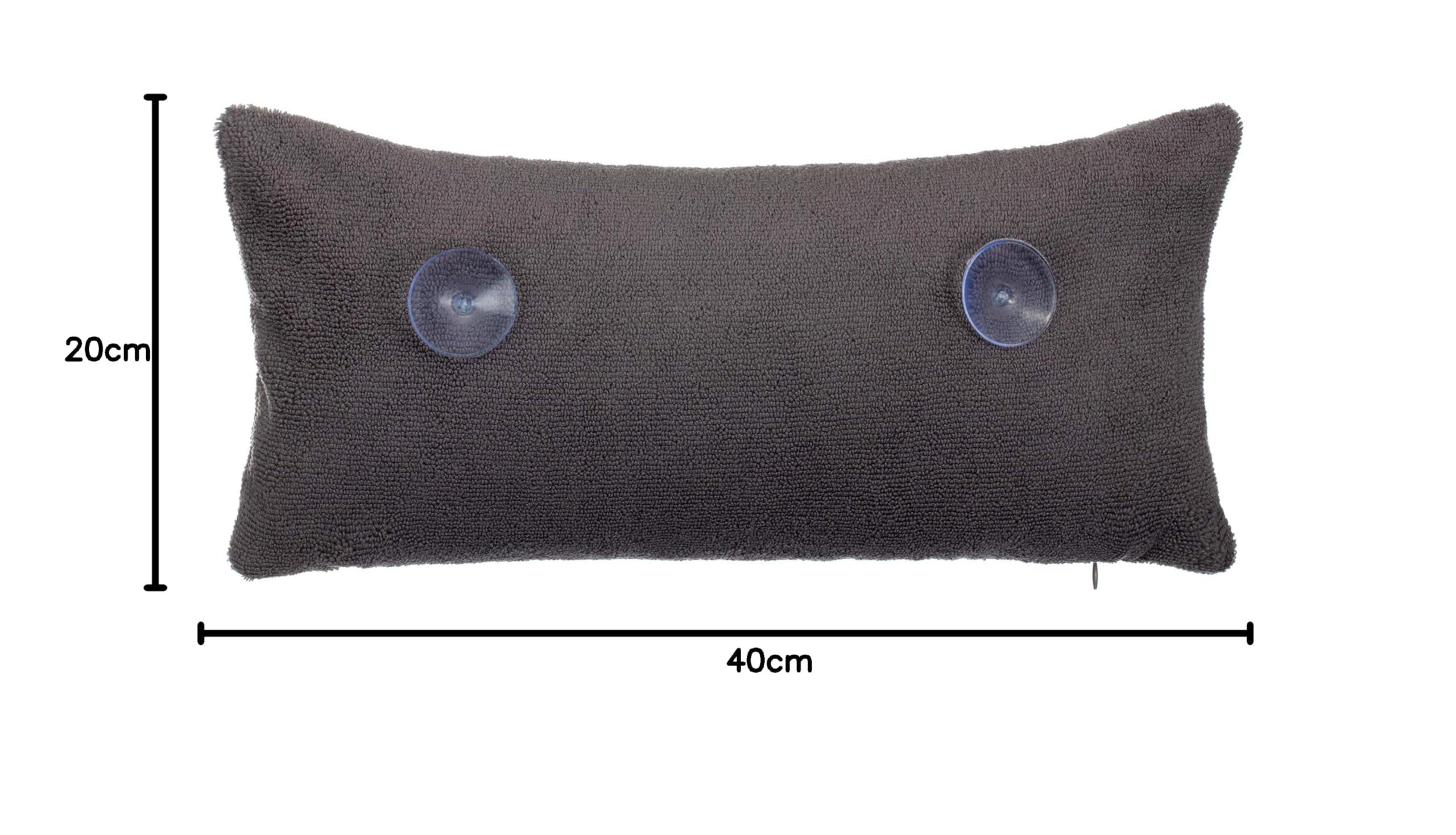 Brandsseller Cojín de bañera 40x20 cm – Reposacabezas y cojín Cervical de Bienestar con ventosas para bañera, Acolchado y cómodo, Lavable con Cremallera – Antracita