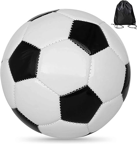 Miniatura 11 de Balón de Fútbol Tamaño 3,4,5 de PU Suave con Aguja y Bolsa de Fútbol para Práctica y Entrenamiento Negro blanco,Azul