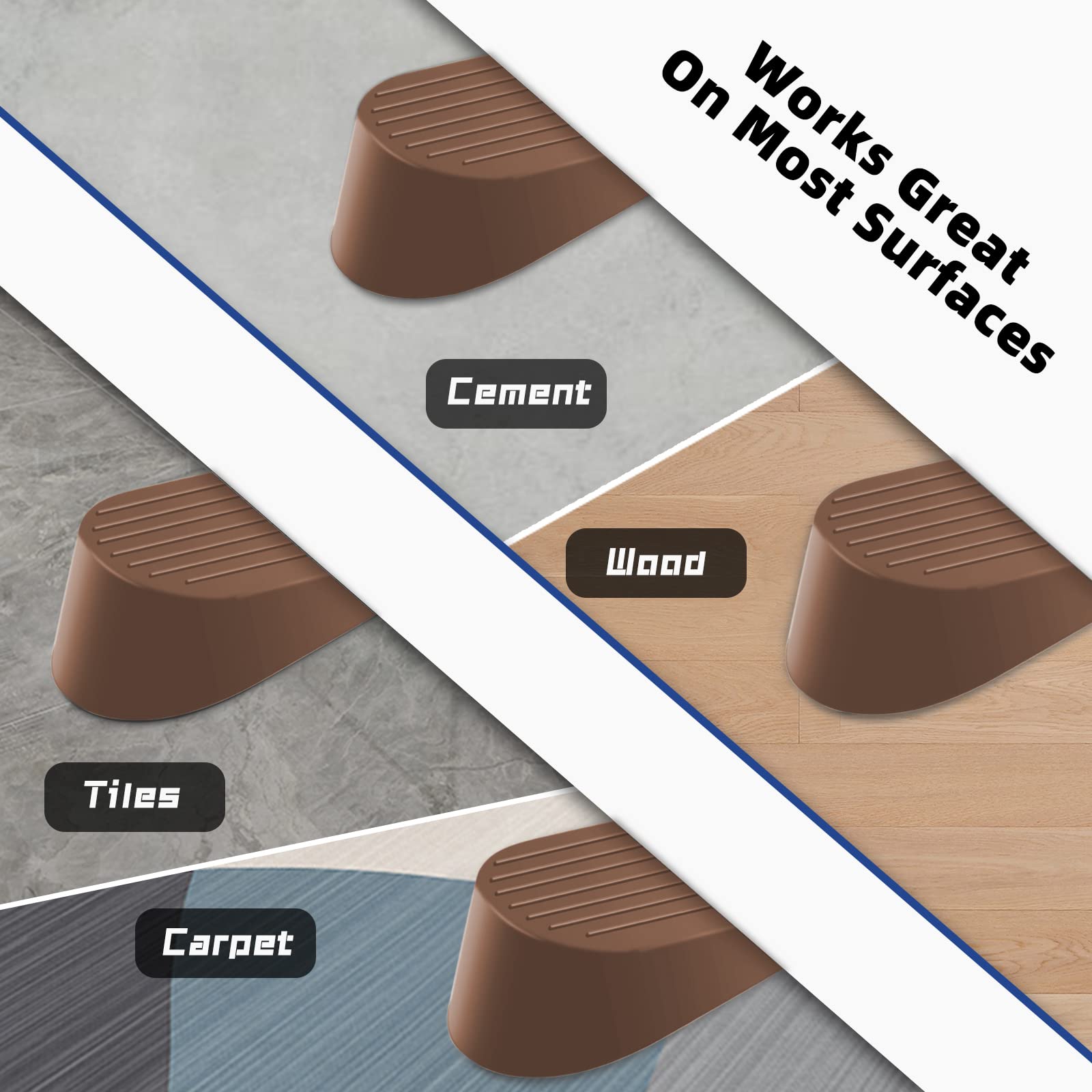 Fermaporta In Gomma Extra Large - Cuneo Antiscivolo Per Porte, Cancelli E Recinzioni, Nero - Foto 2