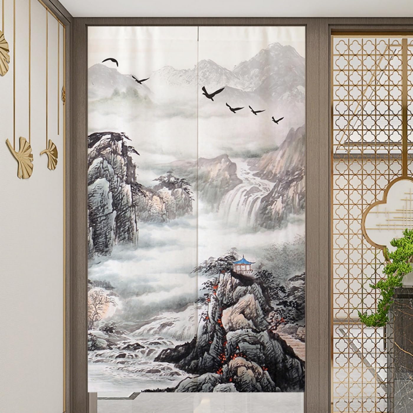 Guest Ruyunlai Japanese Noren Doorway Curtain, M3 Ink Painting, 85x150cm