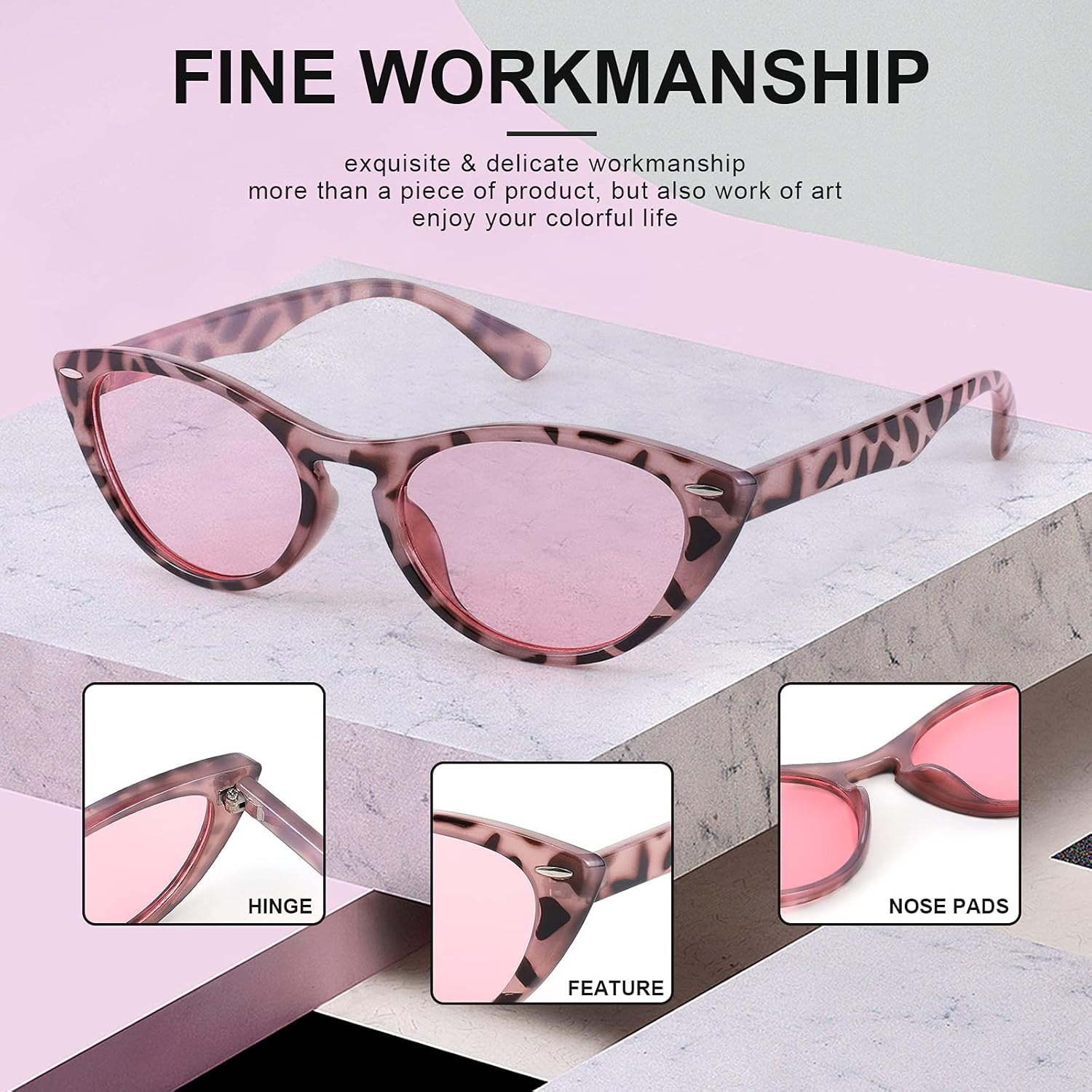 FEISEDY Retro Cat Eye Sunglasses Women Men Vintage Small Cateye UV400 Sunglasses B2617 - Image 4