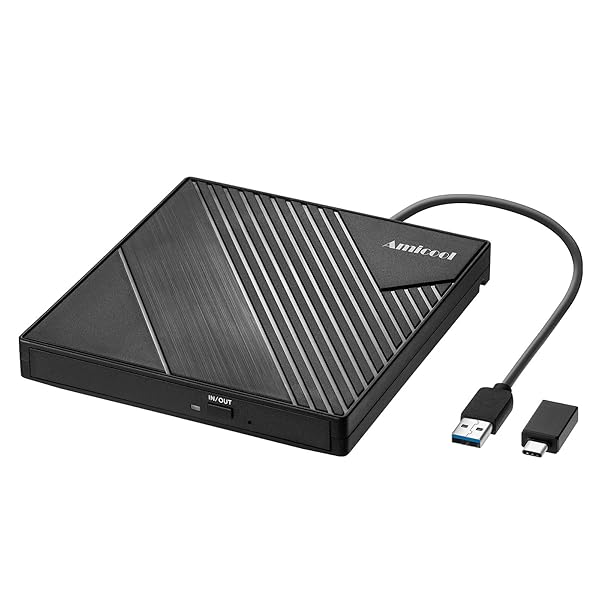 External DVD Drive USB 3.0 USB C CD Burner CD/DVD +/-RW Optical Drive, Slim Portable DVD CD ROM Rewriter Writer Duplicator for Laptop Desktop PC Windows 11/10/8/7 MacBook Mac Linux OS Apple