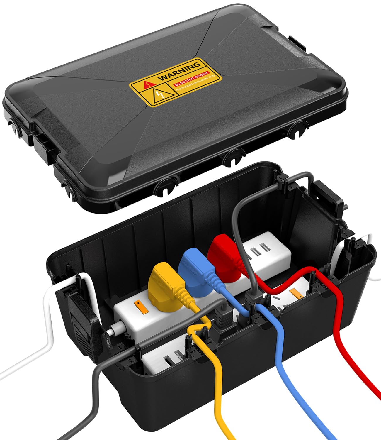 Boîte de Protection Étanche, IP54 Boîte électrique extra-large étanche étanche, 32 x 22 x 13, Prises Multiples, boitier etanche electrique exterieur, Boîte de Rangement Sécurisée Anti-Pluie, Poussière