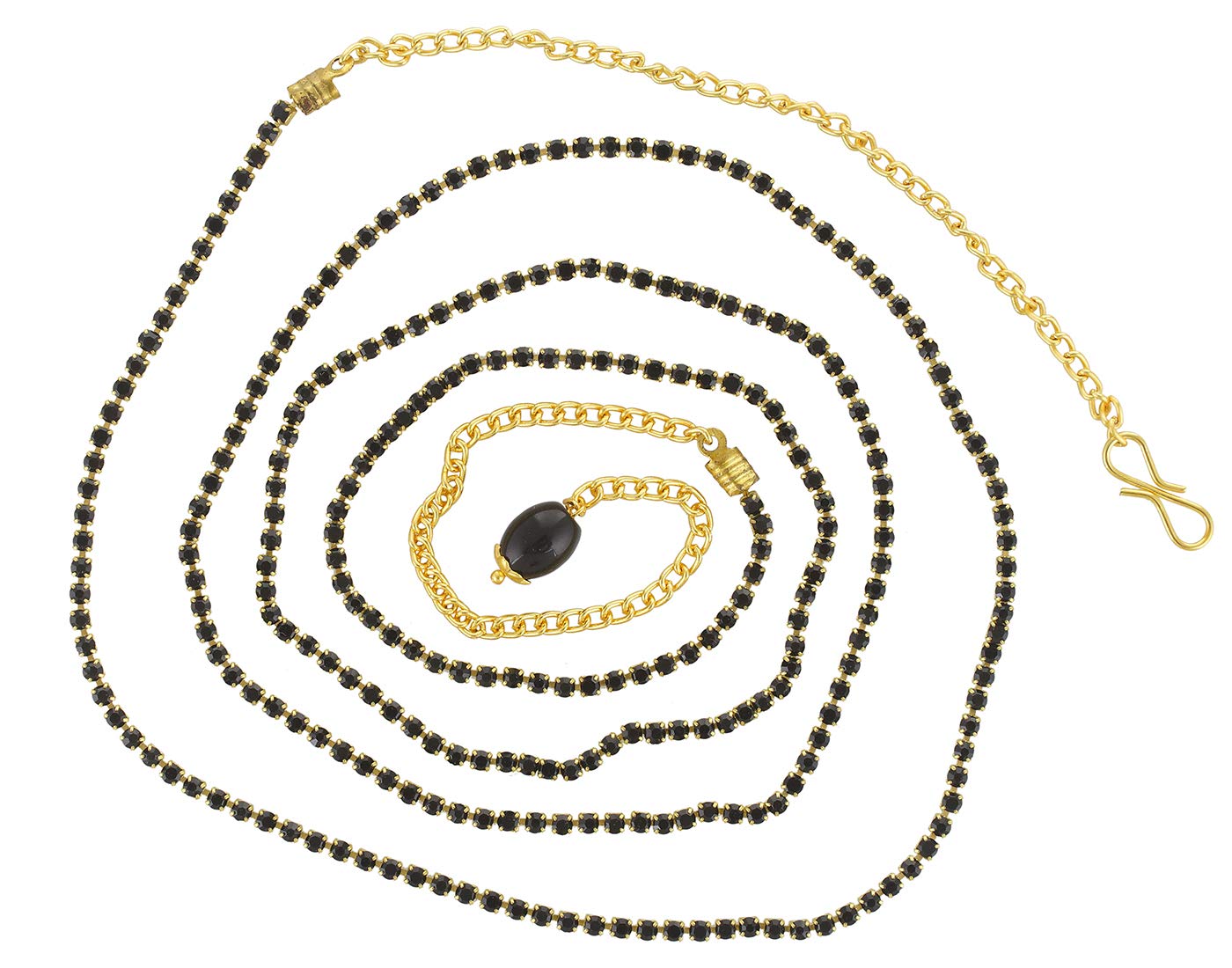 VAMAFashions Black Fancy Designer Waist Belt Hip Chain for Women, Gold Plated, American Diamond