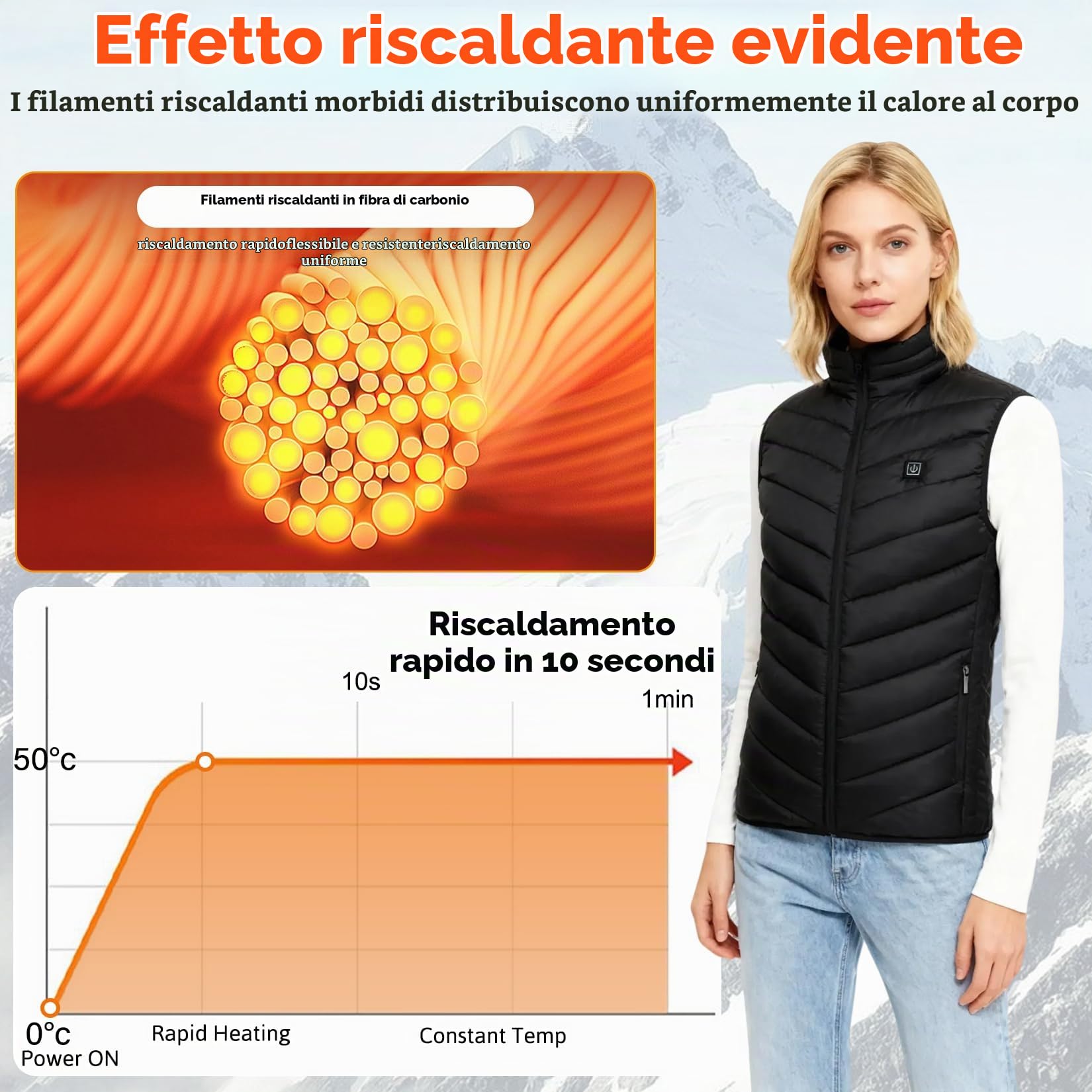 Herbst Gilet riscaldabile da uomo e donna, con 9 zone di riscaldamento, 3 temperature regolabili, gilet termico, unisex riscaldato, giacca riscaldabile, per sport invernali, attività all'aperto