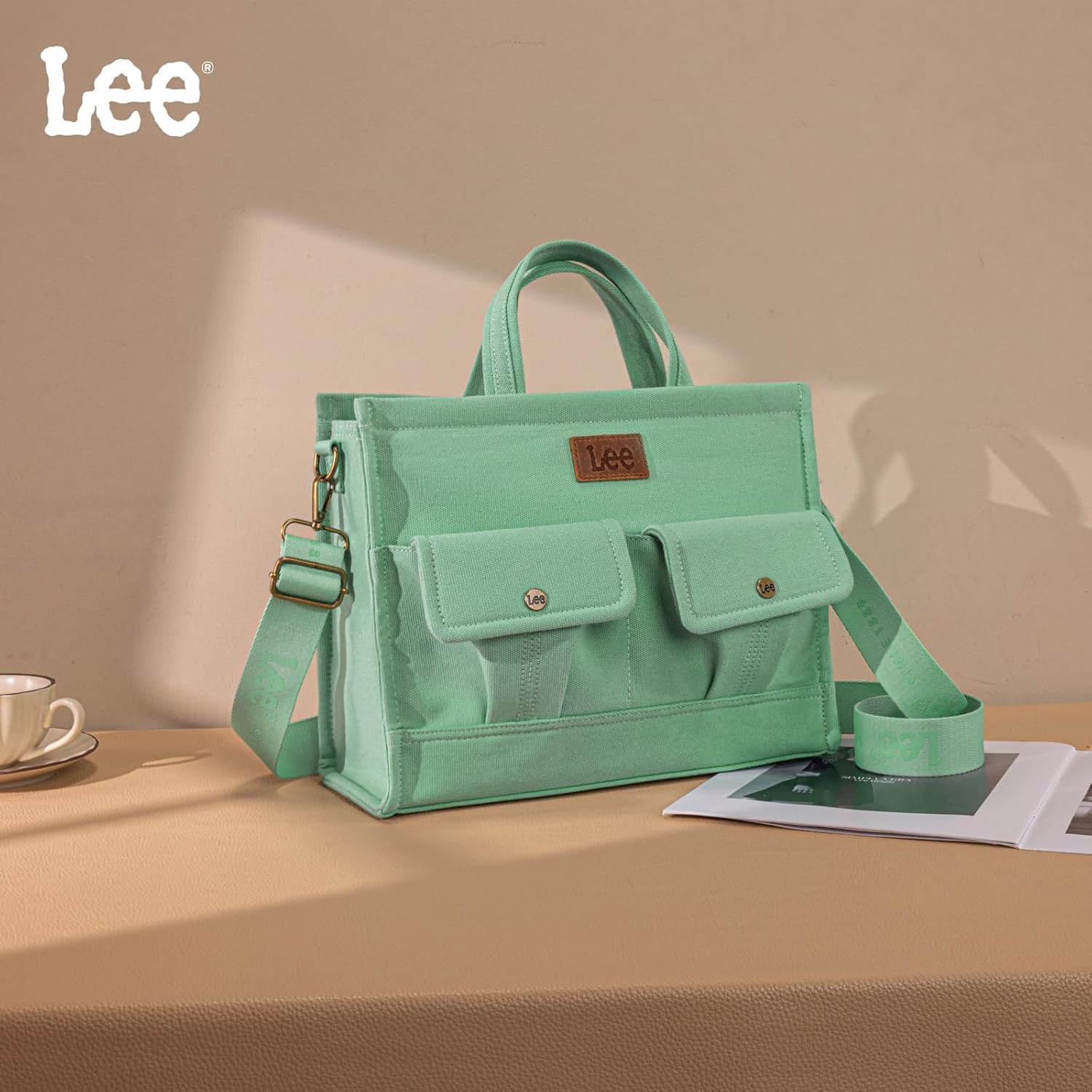 Montana West x Lee Work Tote Bag for Women Crossbody Canvas Messenger Bag for Everyday Shoulder Bag with Pockets - Image 3