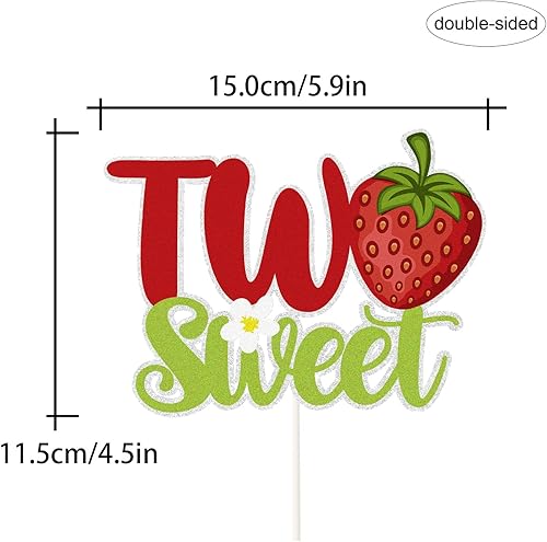 Miniatura 2 de Decoración para pastel de 2 cumpleaños, decoración de pastel de fresa, decoración de fiesta de cumpleaños 2, accesorios para fotos de baby shower,