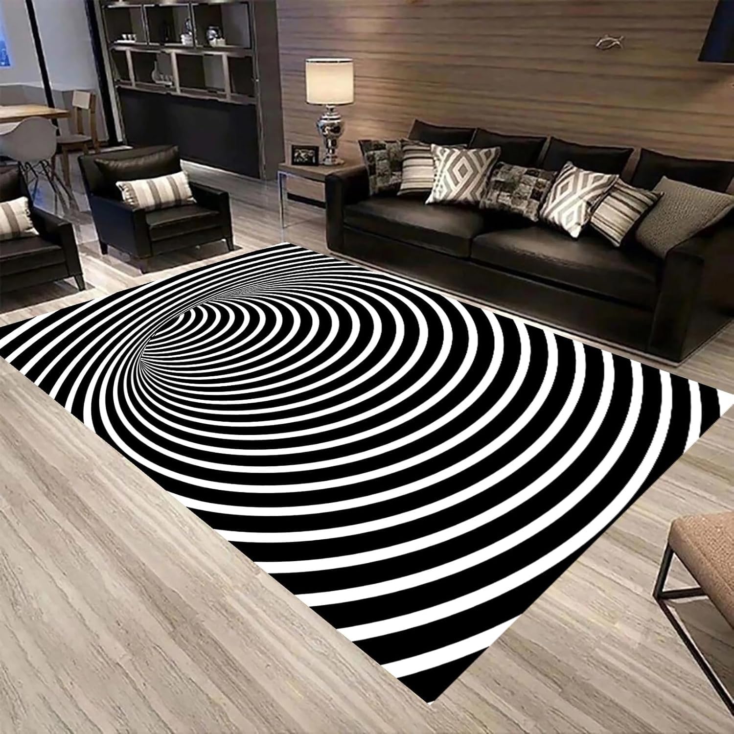 Tappeto Con Illusione Ottica 3D Per Soggiorno, Strisce Di Trama Geometrica Astratta Tappeto Con Motivo Stampato,Tappetino Per Decorazioni Per La Casa,Tappetino Antiscivolo,Zerbino Lavabil -56500648917