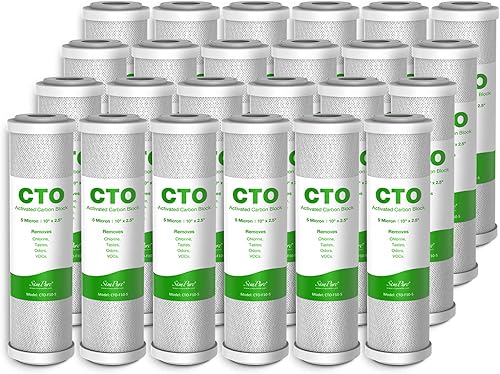 Miniatura 9 de SimPure Cartucho de filtro de agua para sedimentos de carbono de 5 micras de 10 x 2.5 pulgadas para toda la casa para sistema de filtración debajo