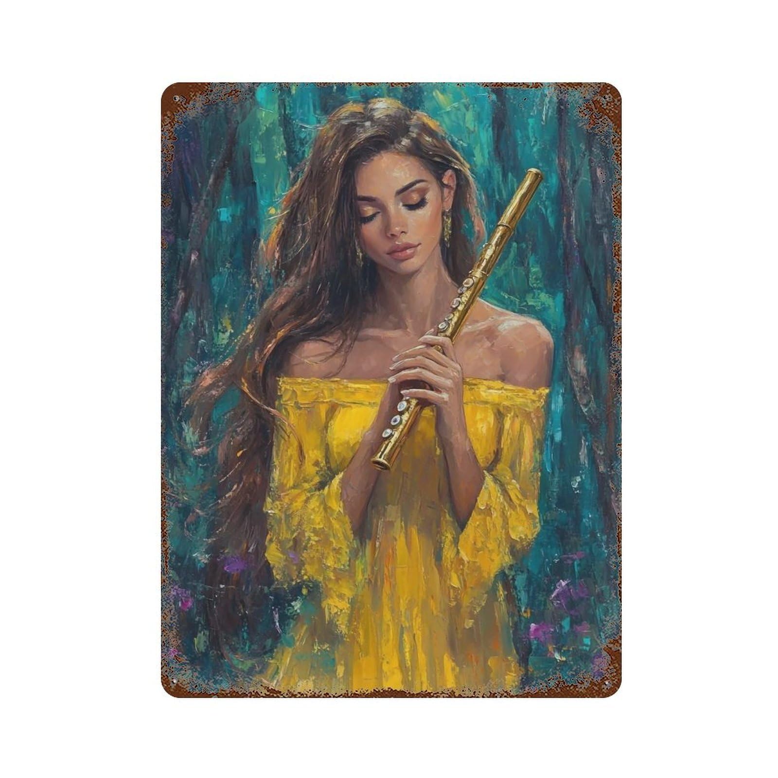 HDURYEYRYY Forest Flute Melody 04 Wall Retro Iron Vintage Art Metal Tin Sign Poster Modern Home Cofffee Club Art Bar Shop Decor 40x30cm
