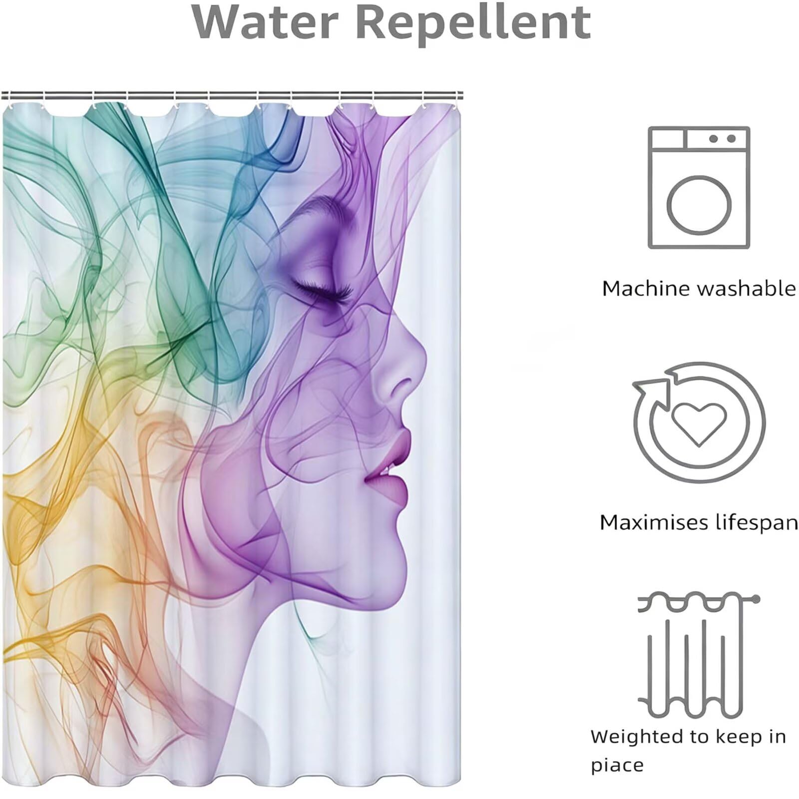 Rideau de Douche 180x240cm, Blanc Rideau de Baignoire D-520