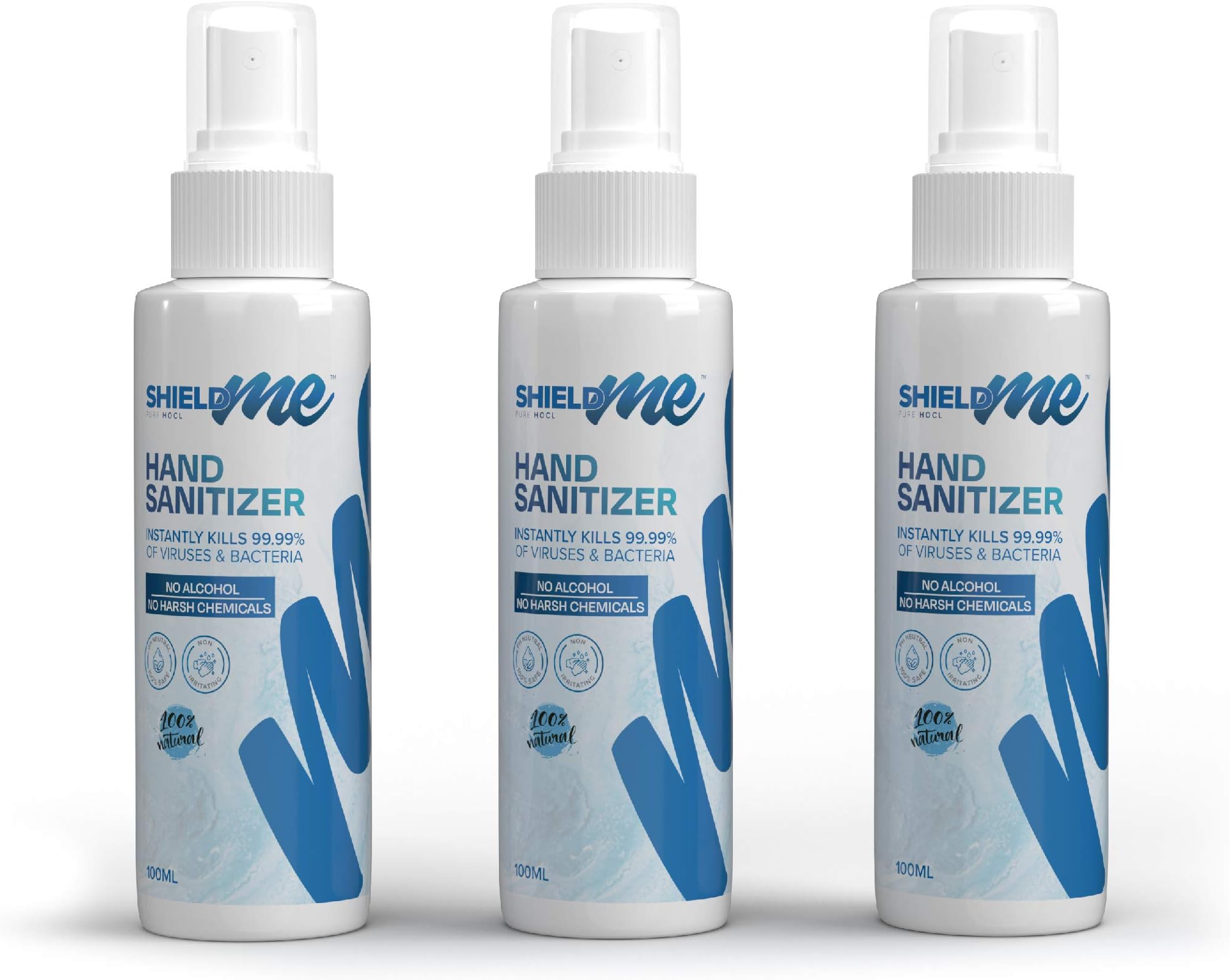High Level Hand Sanitizer & Surface Disinfectant 100% Natural - SHIELDme [3 X 100 ML]